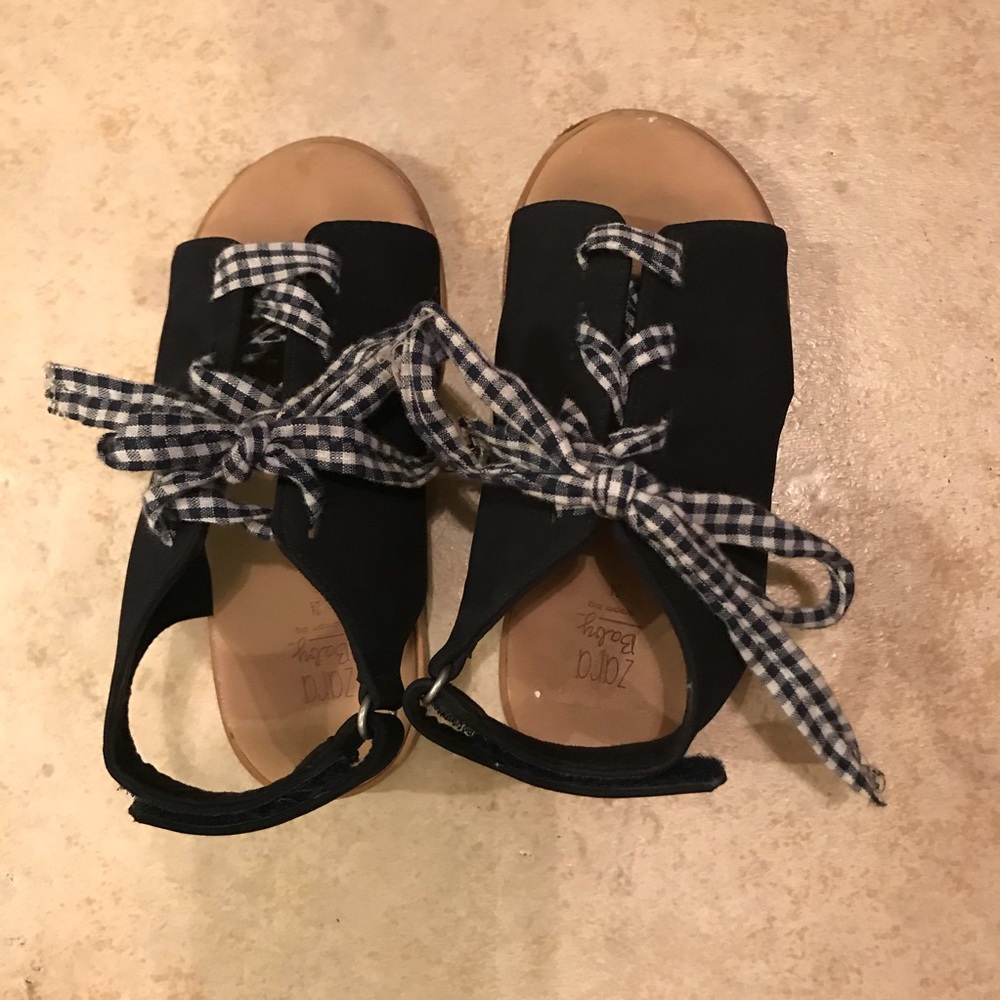 Zara Baby navy blue suede/ plaid lace up shoe Sz24 - Picture 2 of 4